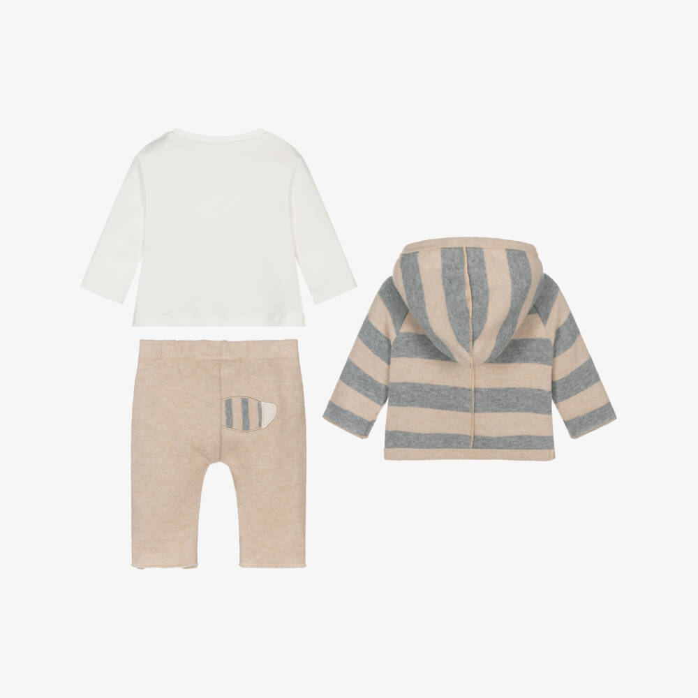 Mayoral Newborn-Baby Boys Beige & Grey Fox Trouser Set | Childrensalon Outlet