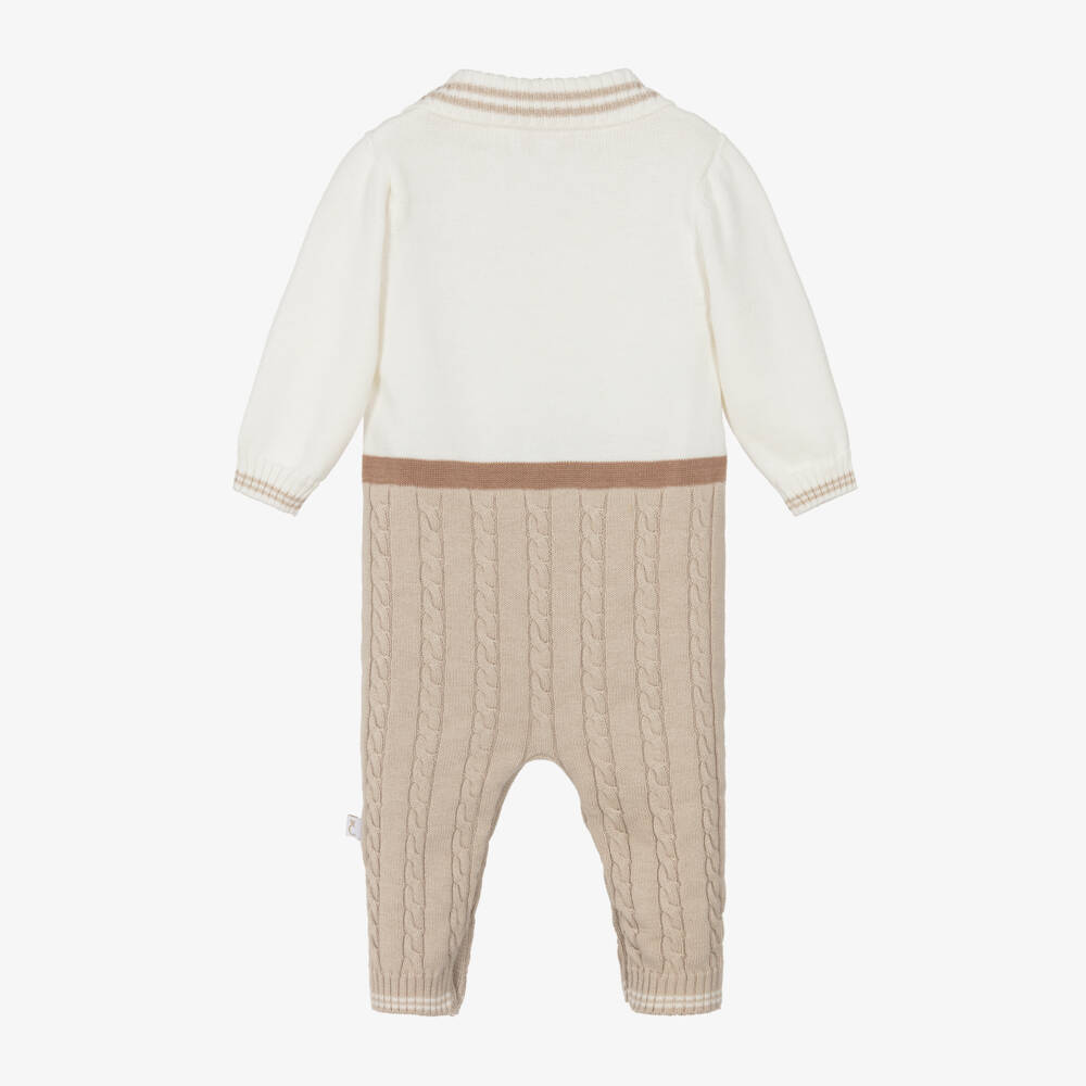 Caramelo Kids-Baby Boys Beige & Ivory Cotton Knit Romper | Childrensalon Outlet
