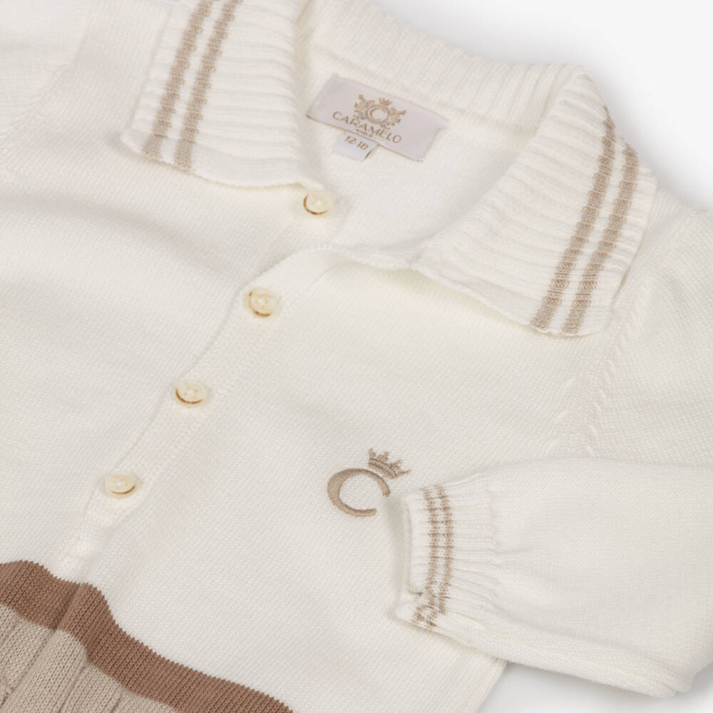Caramelo Kids-Baby Boys Beige & Ivory Cotton Knit Romper | Childrensalon Outlet