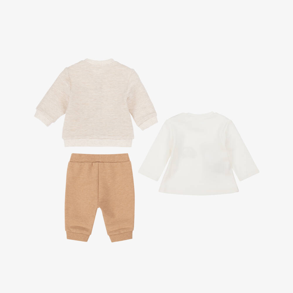 Mayoral Newborn-Baby Boys Beige & Ivory Cotton Tracksuit Set | Childrensalon Outlet