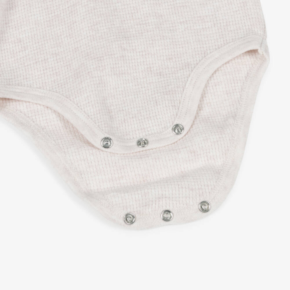 Little Me-Baby Boys Beige Marl Cotton Teddy Trouser Set | Childrensalon Outlet