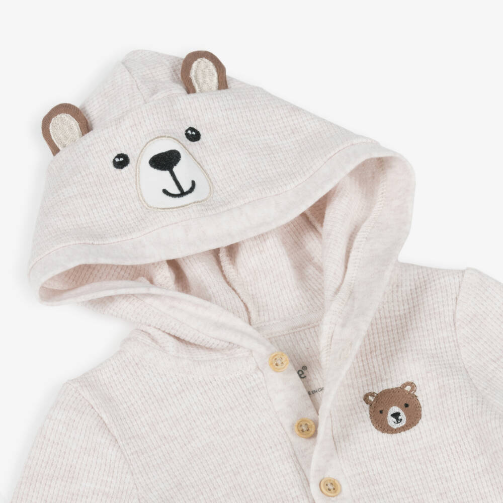 Little Me-Baby Boys Beige Marl Cotton Teddy Trouser Set | Childrensalon Outlet