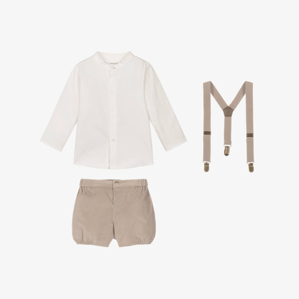 Mayoral Newborn-Baby Boys Beige Needlecord Shorts Set | Childrensalon Outlet