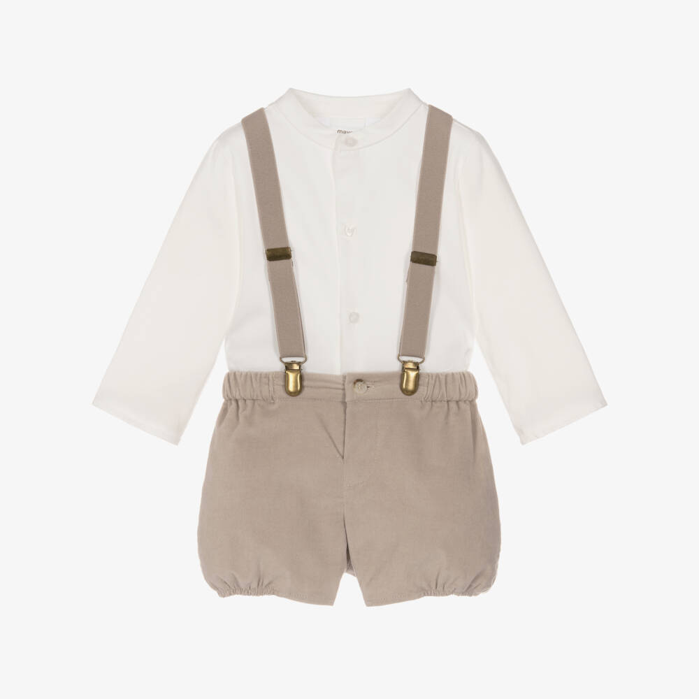 Mayoral Newborn-Baby Boys Beige Needlecord Shorts Set | Childrensalon Outlet