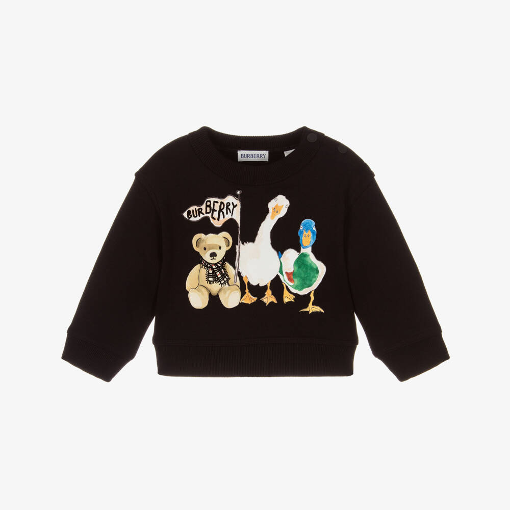 Burberry-Baby Boys Black Cotton Thomas Bear & Friends Sweatshirt | Childrensalon Outlet