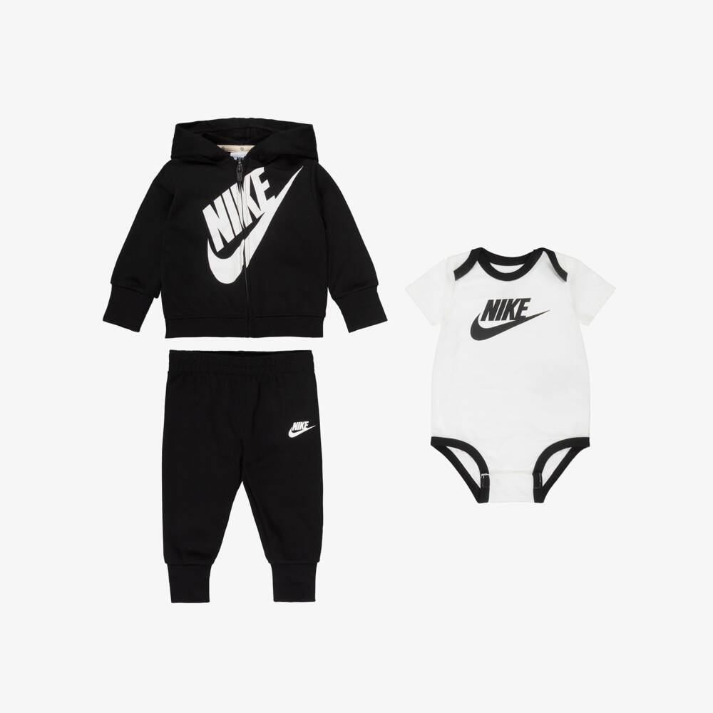 Nike-Baby Boys Black & Ivory Swoosh Logo Tracksuit Set | Childrensalon Outlet