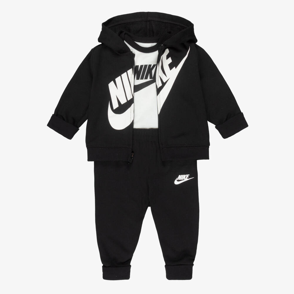 Nike-Baby Boys Black & Ivory Swoosh Logo Tracksuit Set | Childrensalon Outlet