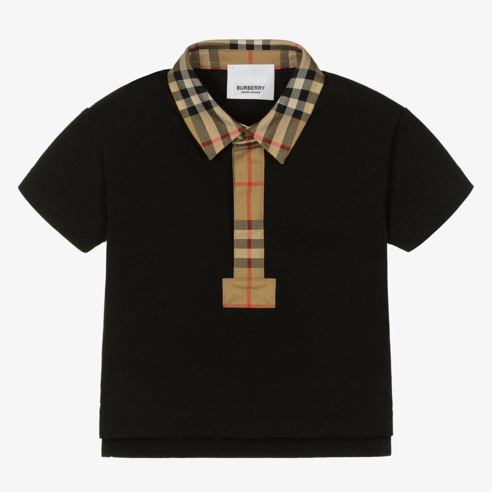 Burberry-Baby Boys Black Logo Polo Shirt | Childrensalon Outlet