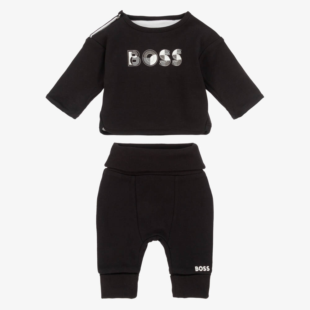 BOSS-Baby Boys Black Trouser Set With Reversible Top | Childrensalon Outlet