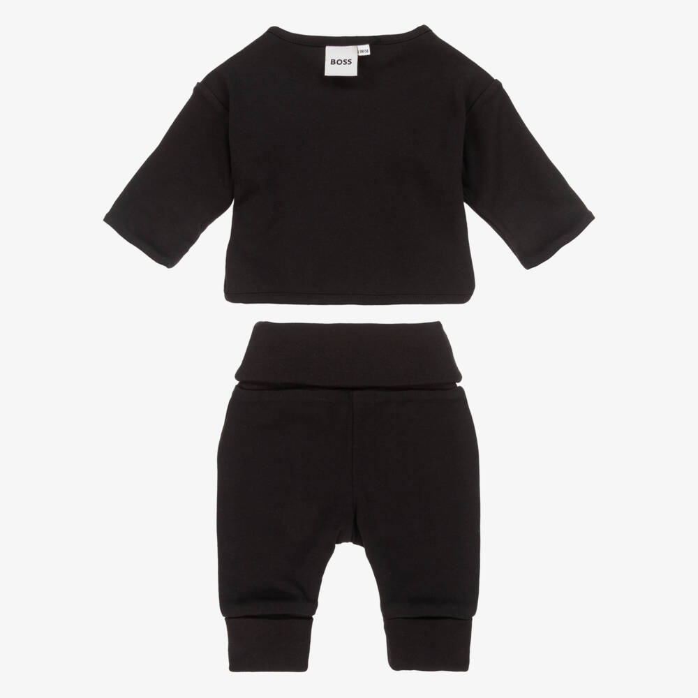 BOSS-Baby Boys Black Trouser Set With Reversible Top | Childrensalon Outlet