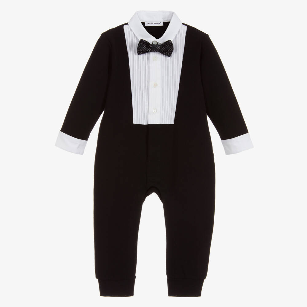 Dolce & Gabbana-Baby Boys Black Tuxedo Romper | Childrensalon Outlet