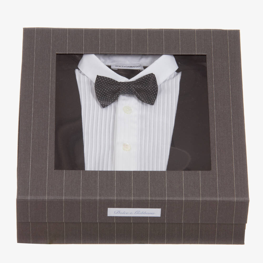 Dolce & Gabbana-Baby Boys Black Tuxedo Romper | Childrensalon Outlet