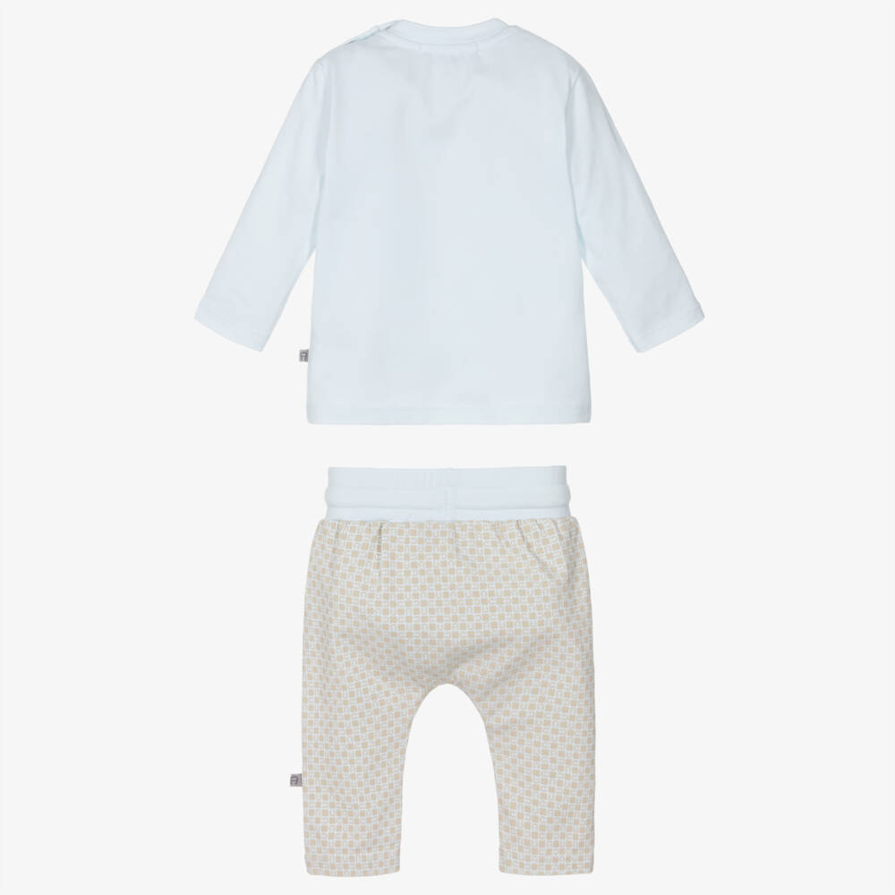 AIGNER-Baby Boys Blue & Beige Pima Cotton Trouser Set | Childrensalon Outlet