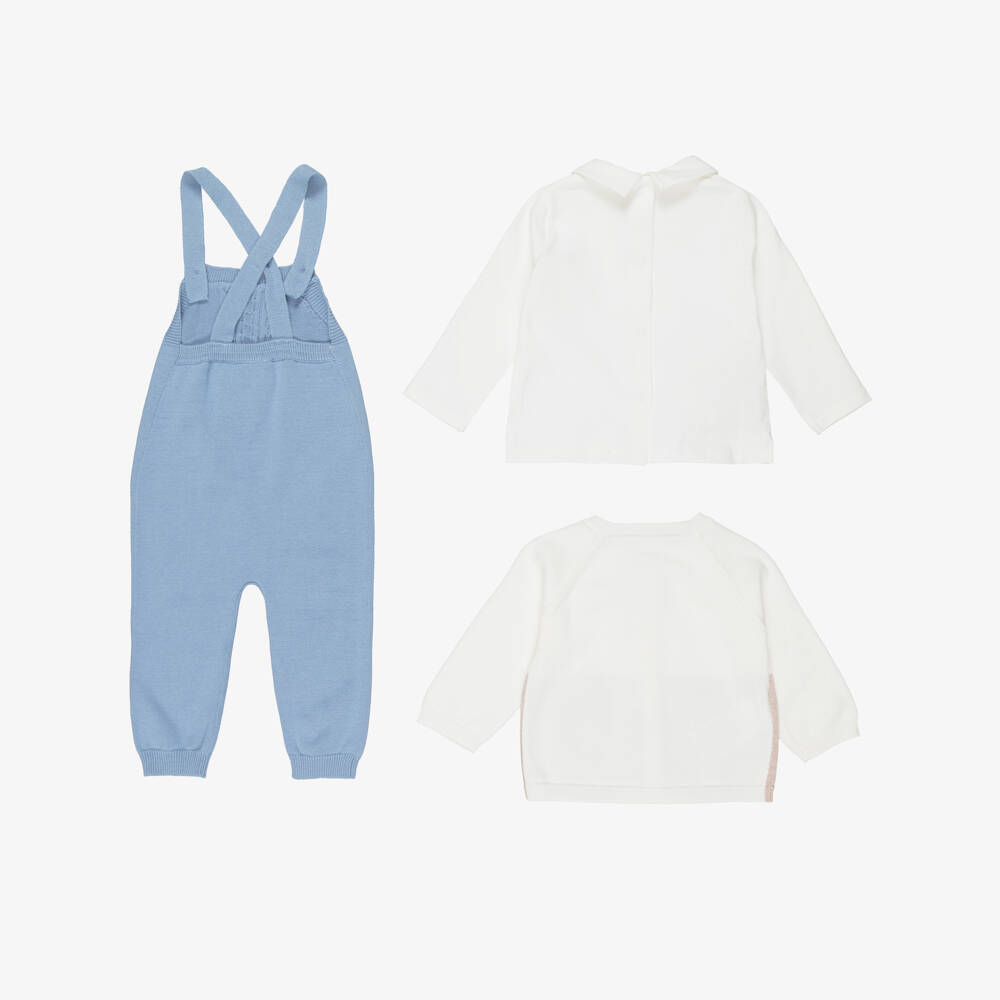 Mayoral Newborn-Baby Boys Blue Bunny Knitted Dungaree Set | Childrensalon Outlet