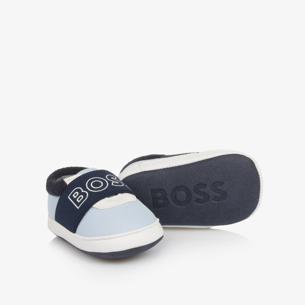 BOSS-Baby Boys Blue Canvas Pre-Walker Shoes | Childrensalon Outlet