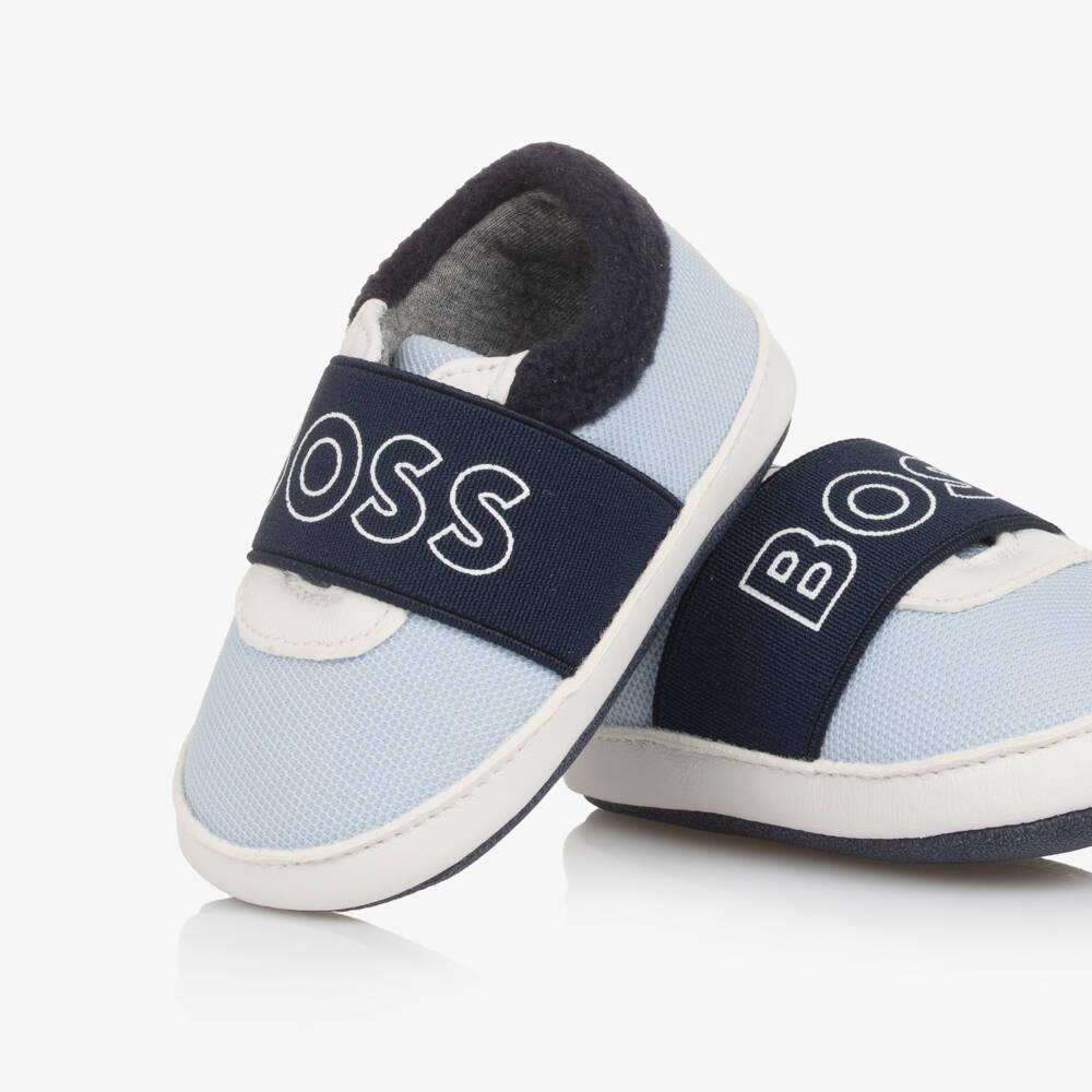 BOSS-Baby Boys Blue Canvas Pre-Walker Shoes | Childrensalon Outlet