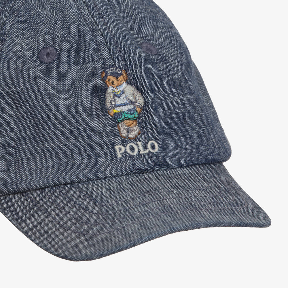 Ralph Lauren-Baby Boys Blue Chambray Polo Bear Cap | Childrensalon Outlet