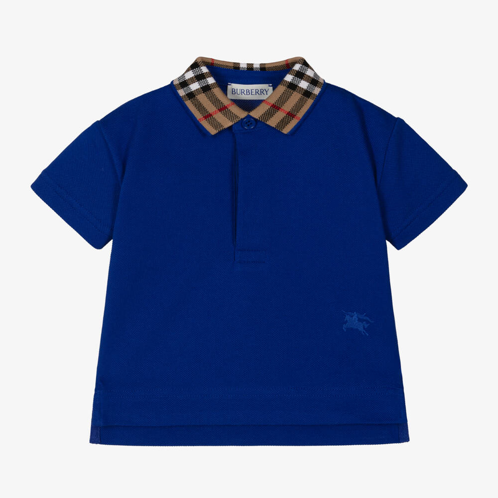 Burberry-Baby Boys Blue Check Polo Shirt | Childrensalon Outlet
