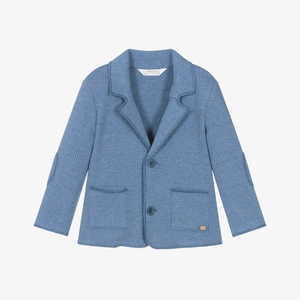 Mayoral Newborn-Baby Boys Blue Cotton Jersey Houndstooth Blazer | Childrensalon Outlet