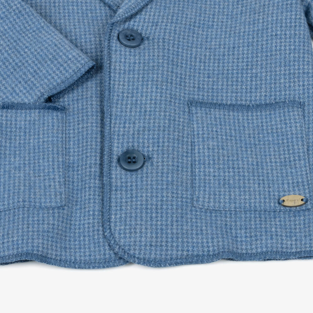 Mayoral Newborn-Baby Boys Blue Cotton Jersey Houndstooth Blazer | Childrensalon Outlet