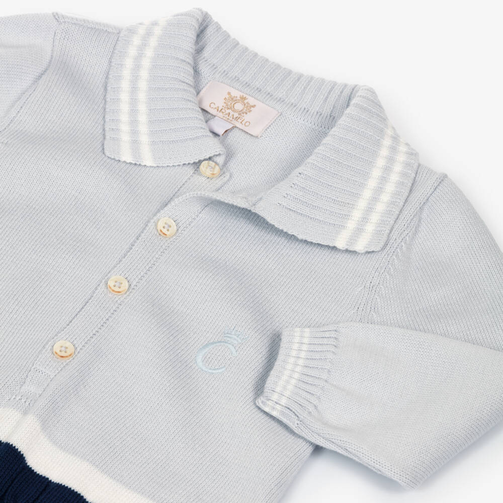 Caramelo Kids-Baby Boys Blue Cotton Knit Romper | Childrensalon Outlet