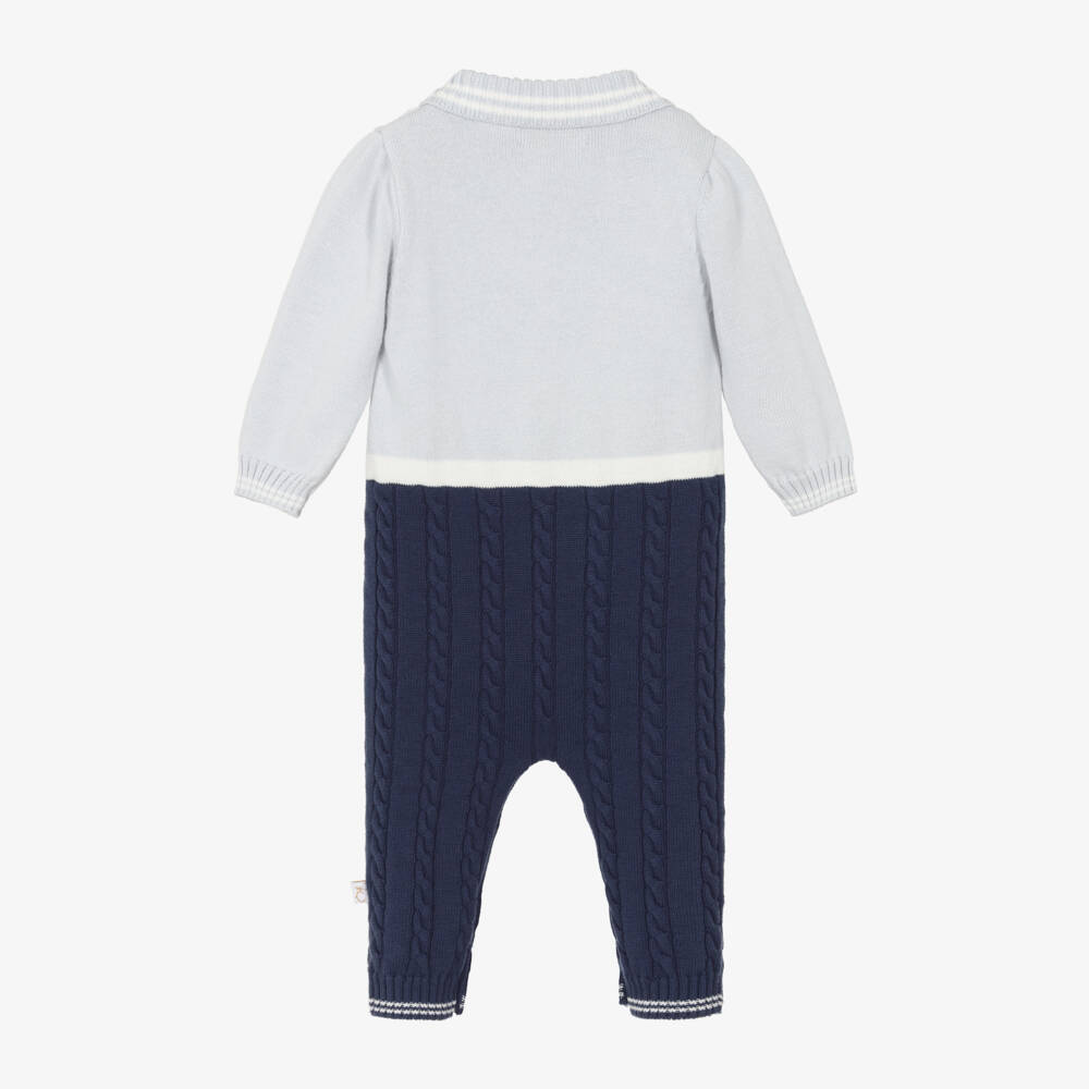 Caramelo Kids-Baby Boys Blue Cotton Knit Romper | Childrensalon Outlet