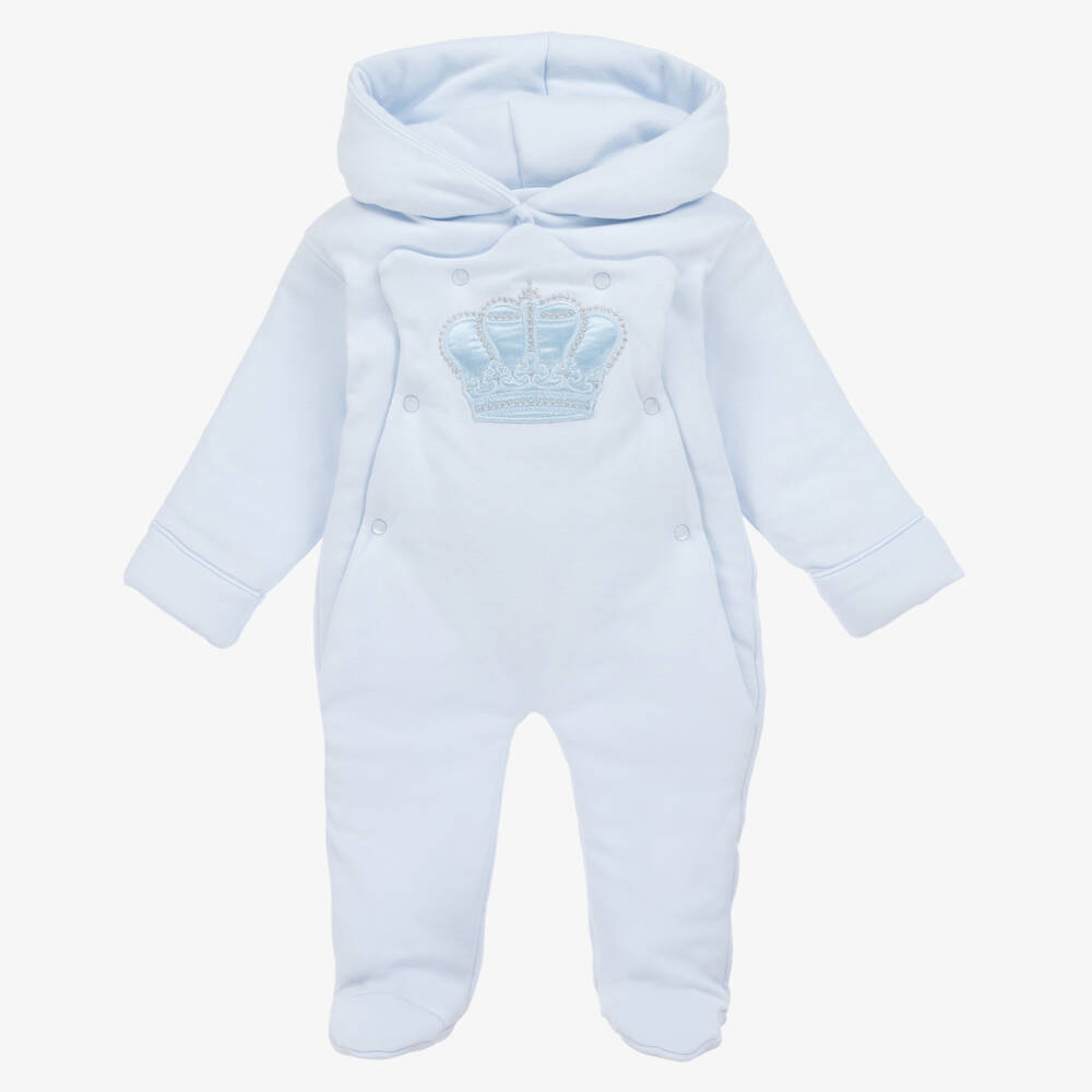 Sofija-Baby Boys Blue Cotton Pramsuit | Childrensalon Outlet