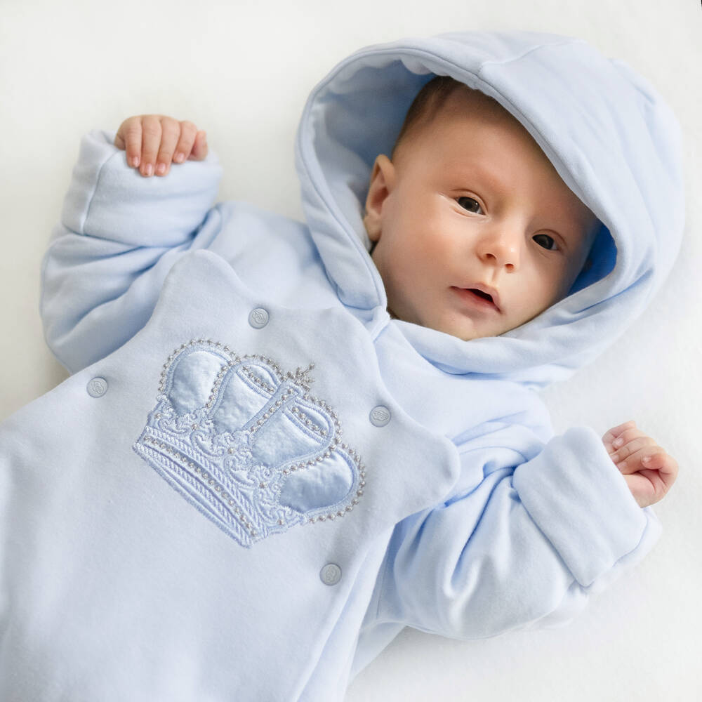 Sofija-Baby Boys Blue Cotton Pramsuit | Childrensalon Outlet