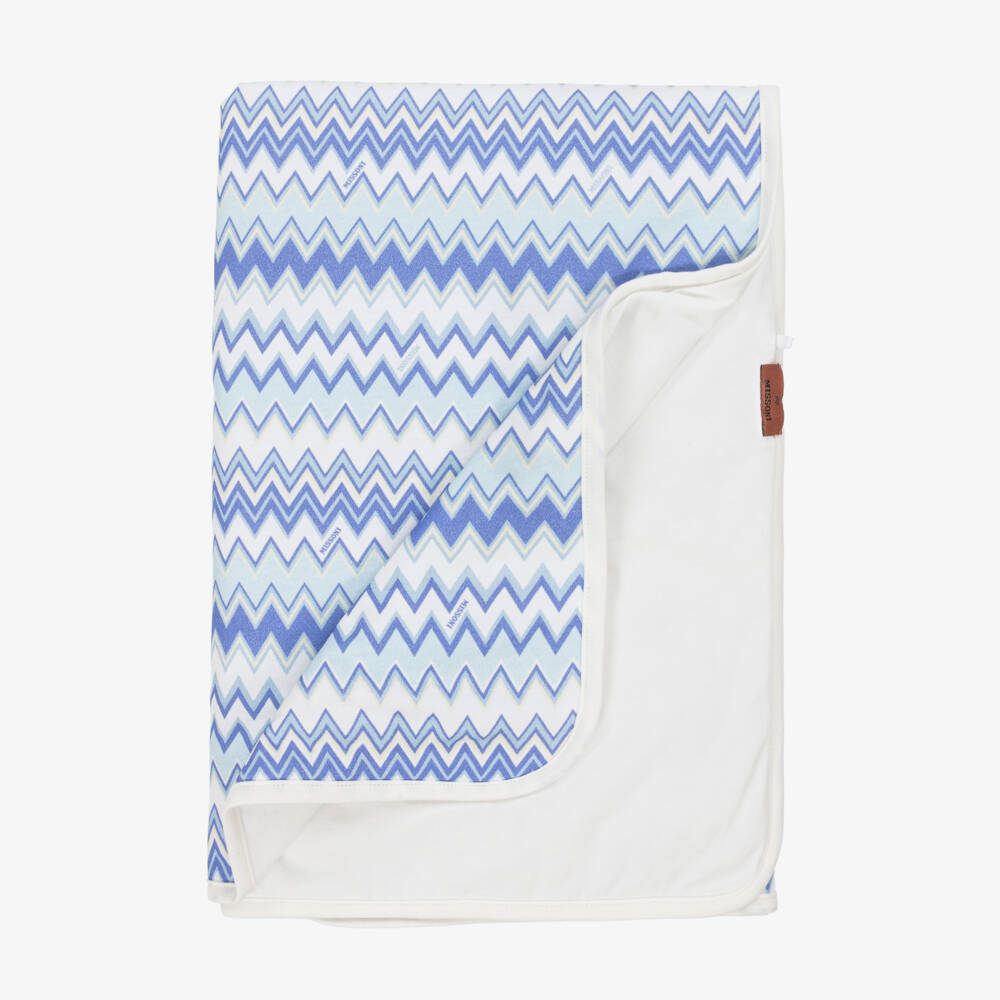 Missoni-Baby Boys Blue Cotton Zigzag Blanket (78cm) | Childrensalon Outlet