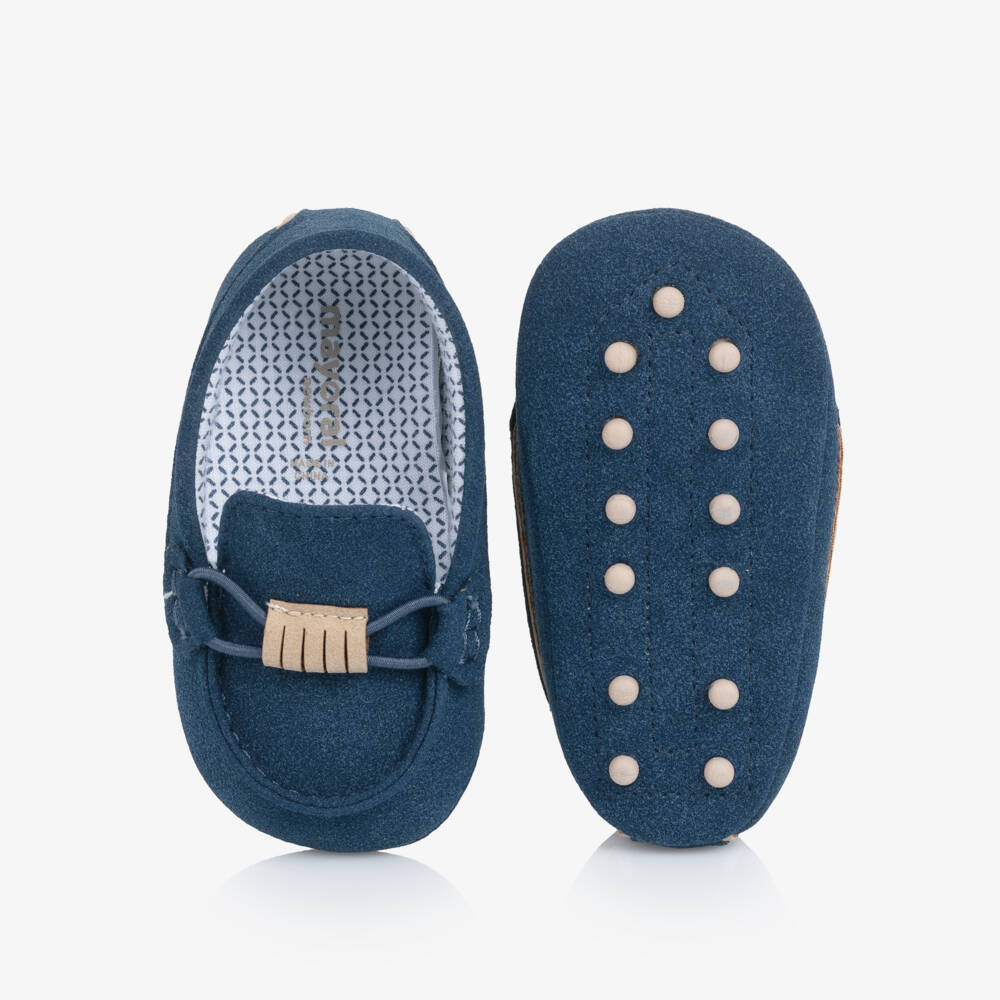 Mayoral Newborn-Baby Boys Blue Faux Suede Pre Walker Moccasins | Childrensalon Outlet