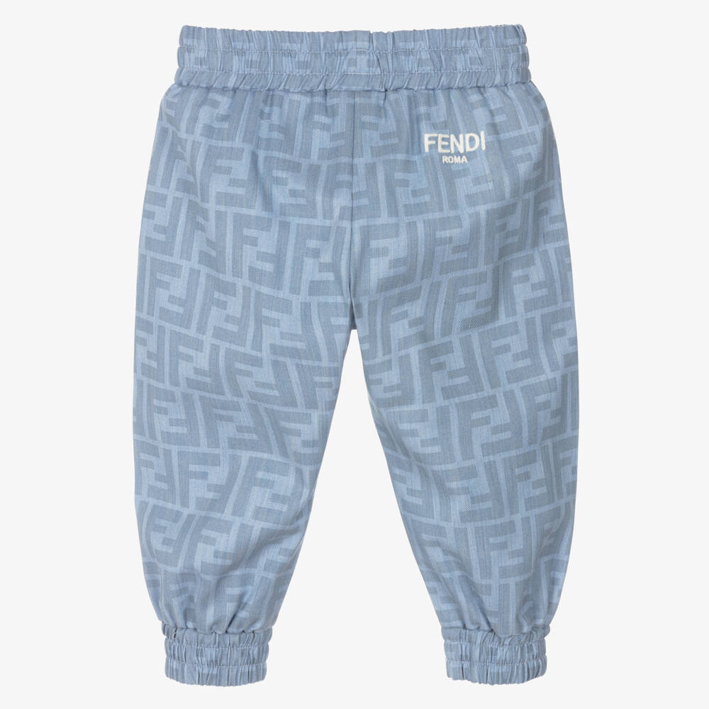 Fendi-Baby Boys Blue FF Cotton Trousers | Childrensalon Outlet