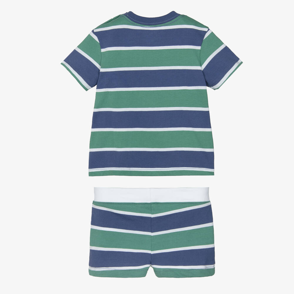 Ralph Lauren-Baby Boys Blue & Green Striped Cotton Shorts Set | Childrensalon Outlet
