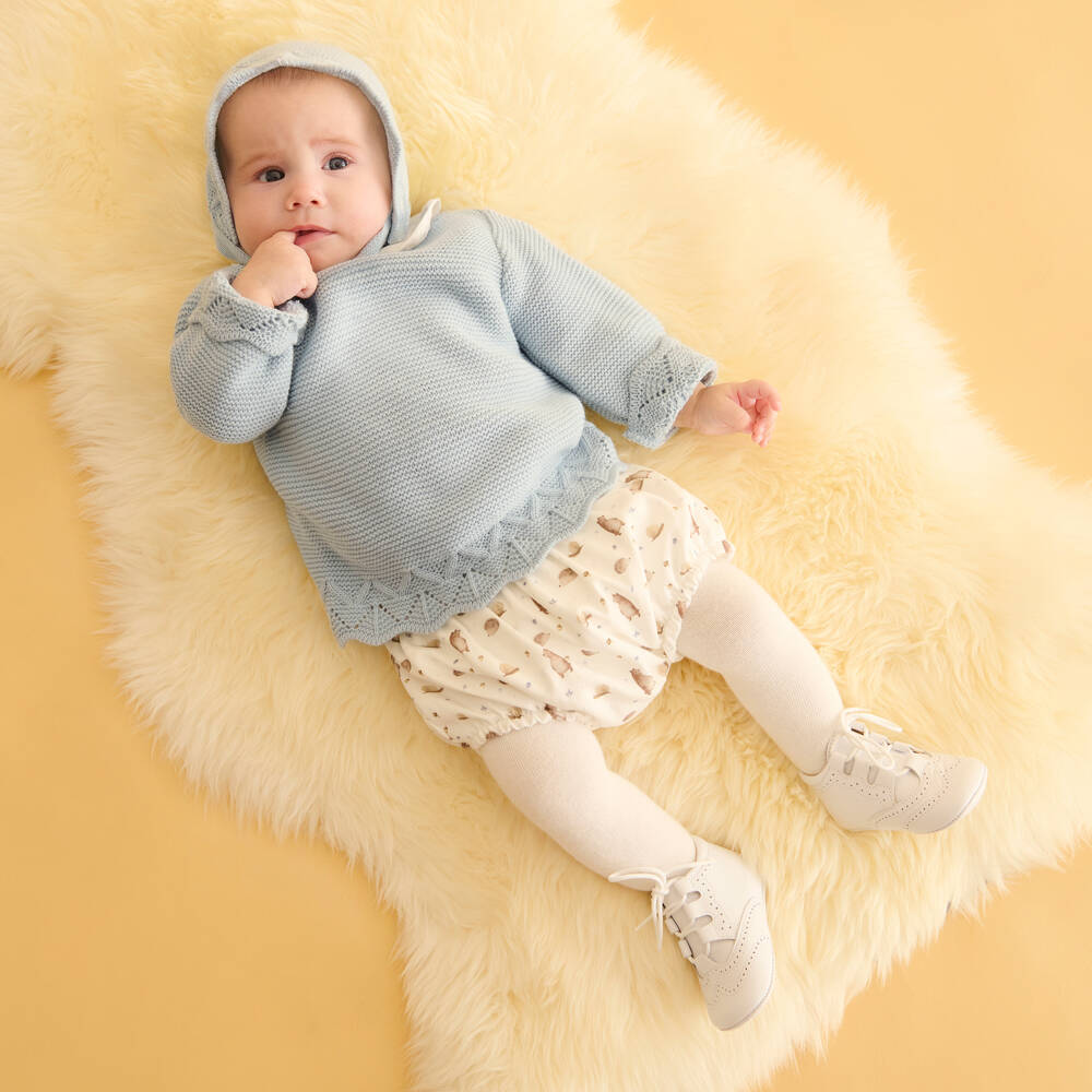 Babidu-Baby Boys Blue & Ivory Cotton Shorts Set | Childrensalon Outlet