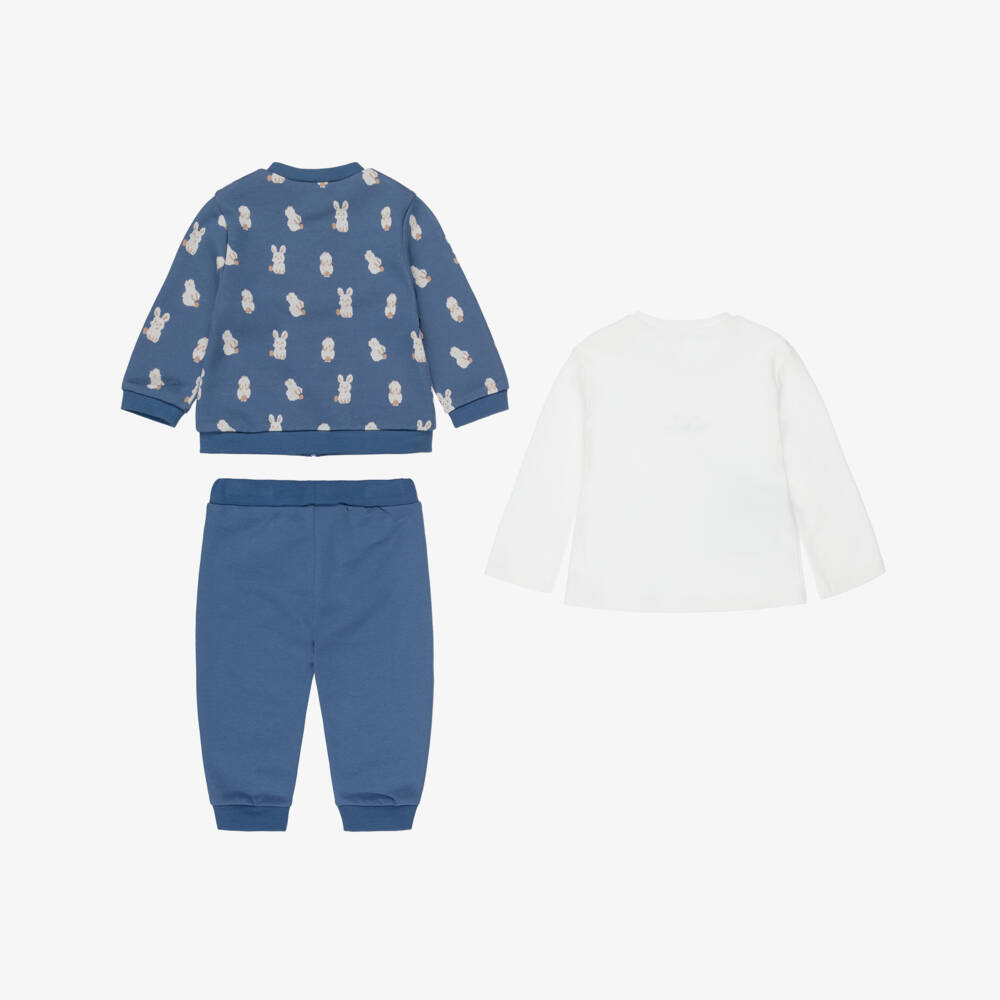 Mayoral Newborn-Baby Boys Blue & Ivory Cotton Tracksuit Set | Childrensalon Outlet