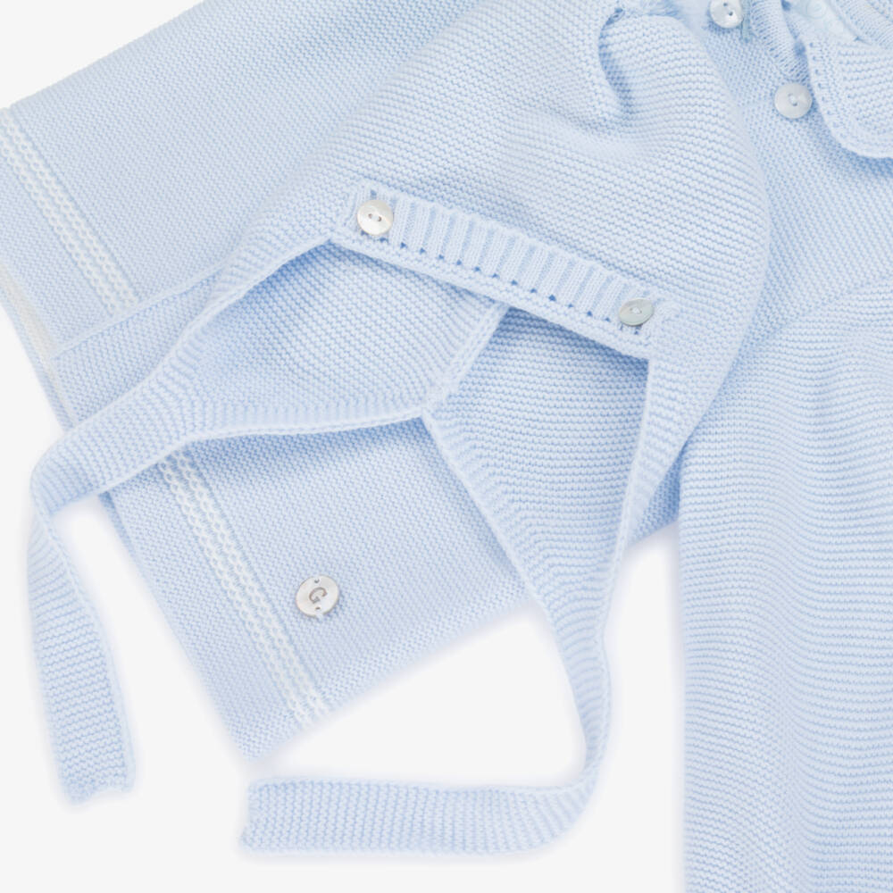 Artesanía Granlei-Baby Boys Blue Knitted Jacket & Hat Set | Childrensalon Outlet