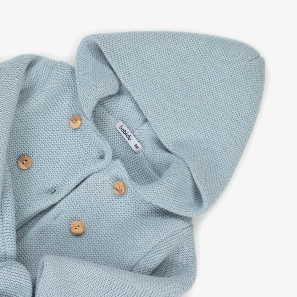 Babidu-Baby Boys Blue Knitted Pram Coat Set | Childrensalon Outlet