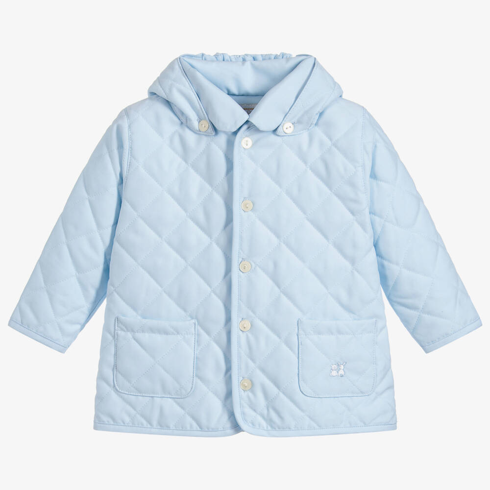 Emile et Rose-Baby Boys Blue Quilted Coat | Childrensalon Outlet