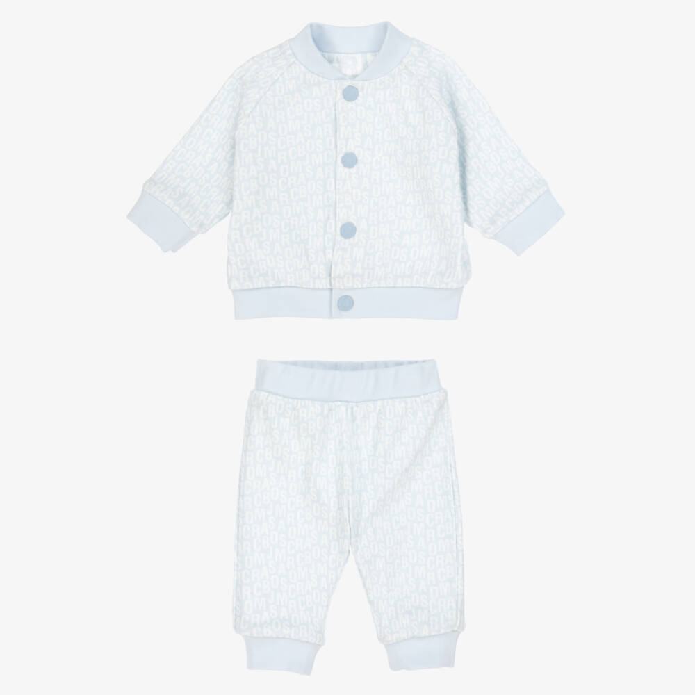MARC JACOBS-Baby Boys Blue Reversible Cotton Jersey Trouser Set | Childrensalon Outlet