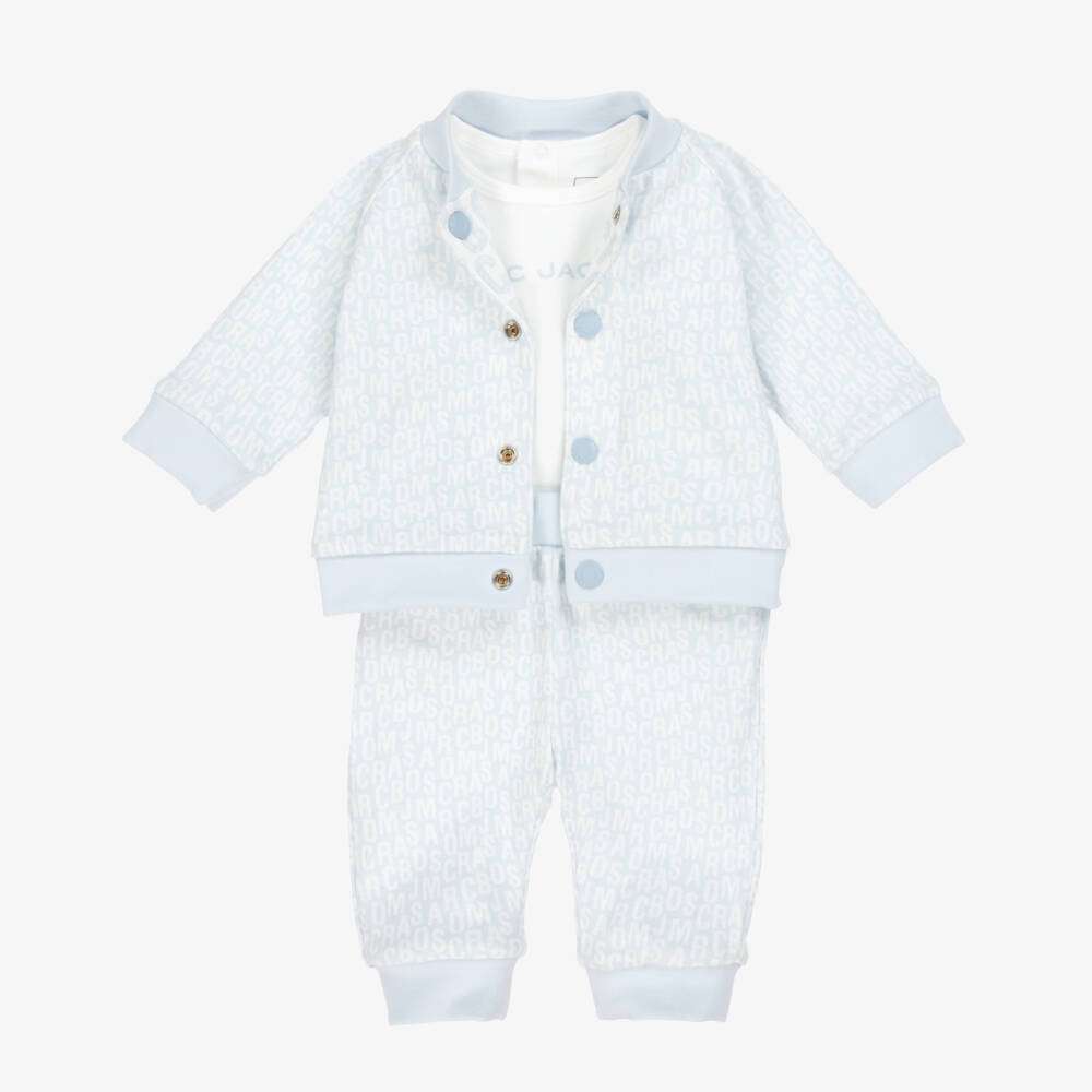 MARC JACOBS-Baby Boys Blue Reversible Cotton Jersey Trouser Set | Childrensalon Outlet