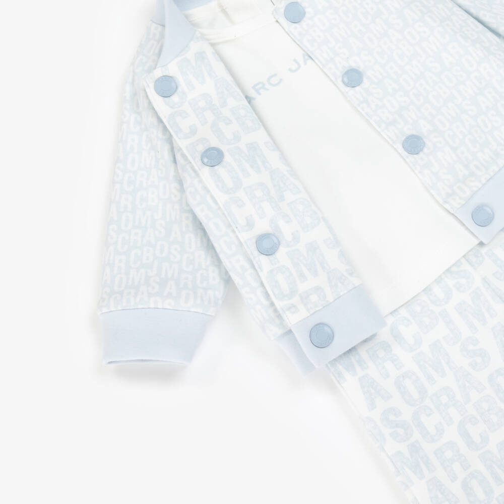 MARC JACOBS-Baby Boys Blue Reversible Cotton Jersey Trouser Set | Childrensalon Outlet