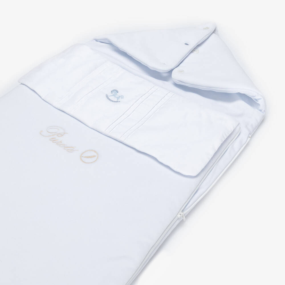 Pureté Du... Bébé-Baby Boys Blue Rocking Horse Embroidered Velour Nest (90cm) | Childrensalon Outlet