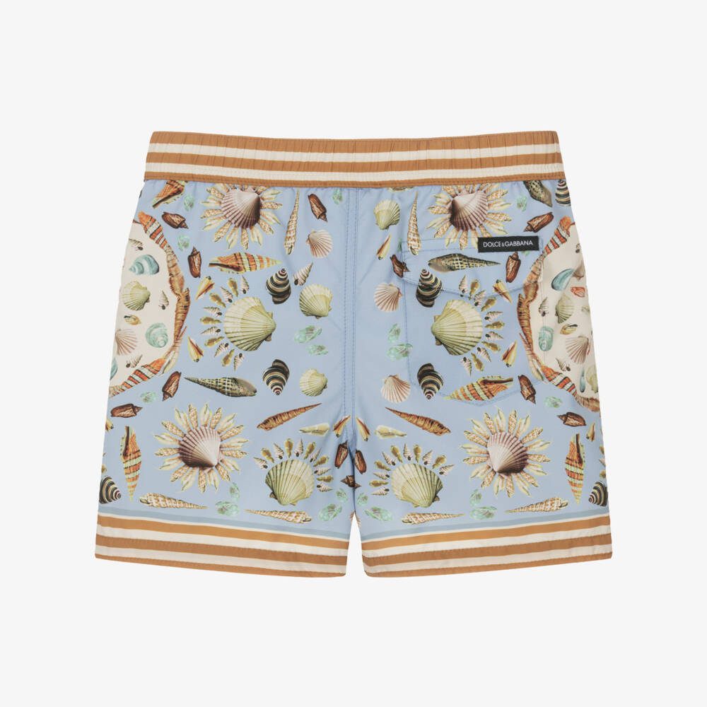 Dolce & Gabbana-Baby Boys Blue Sea Shell Print Swim Shorts | Childrensalon Outlet