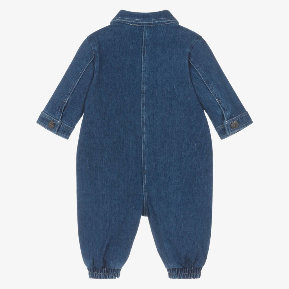 Timberland-Baby Boys Blue Stretch Denim Romper | Childrensalon Outlet