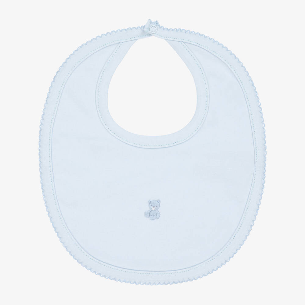 Kissy Kissy-Baby Boys Blue Teddy Bear Time Pima Cotton Bib | Childrensalon Outlet