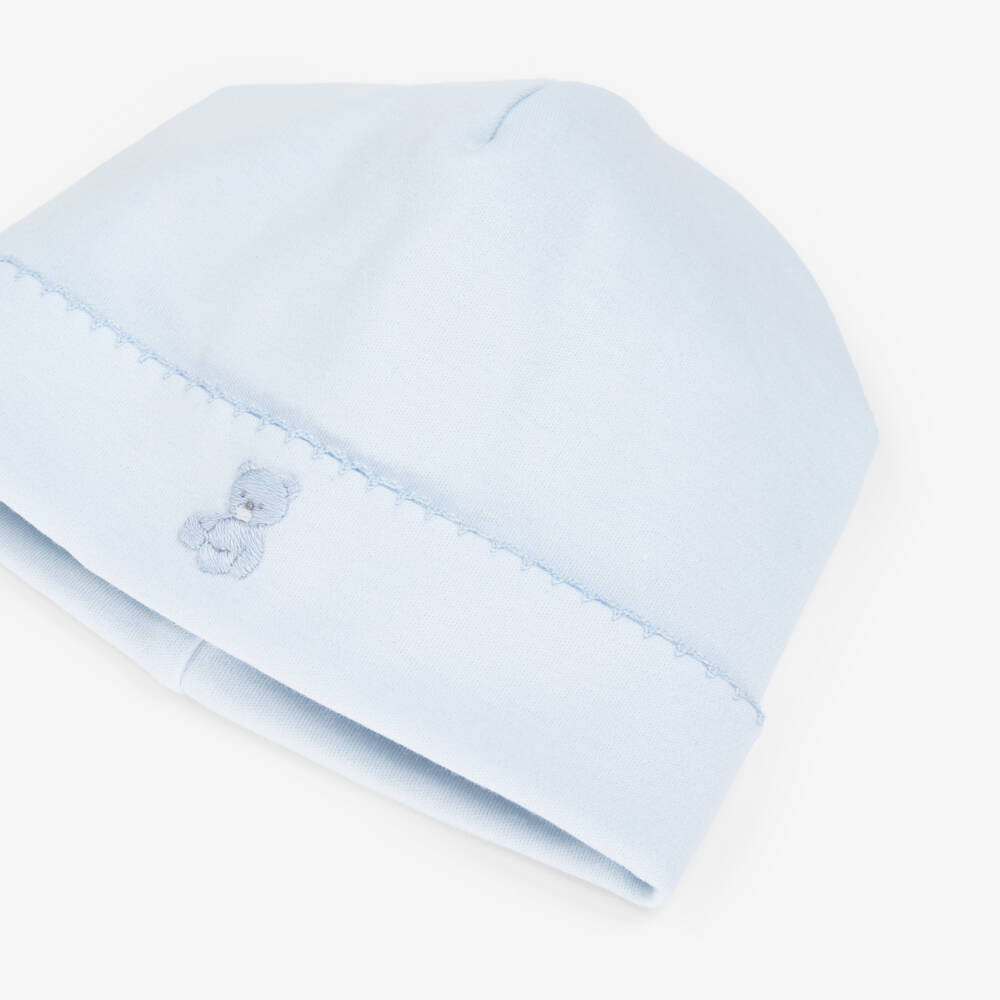 Kissy Kissy-Baby Boys Blue Teddy Bear Time Pima Cotton Hat | Childrensalon Outlet