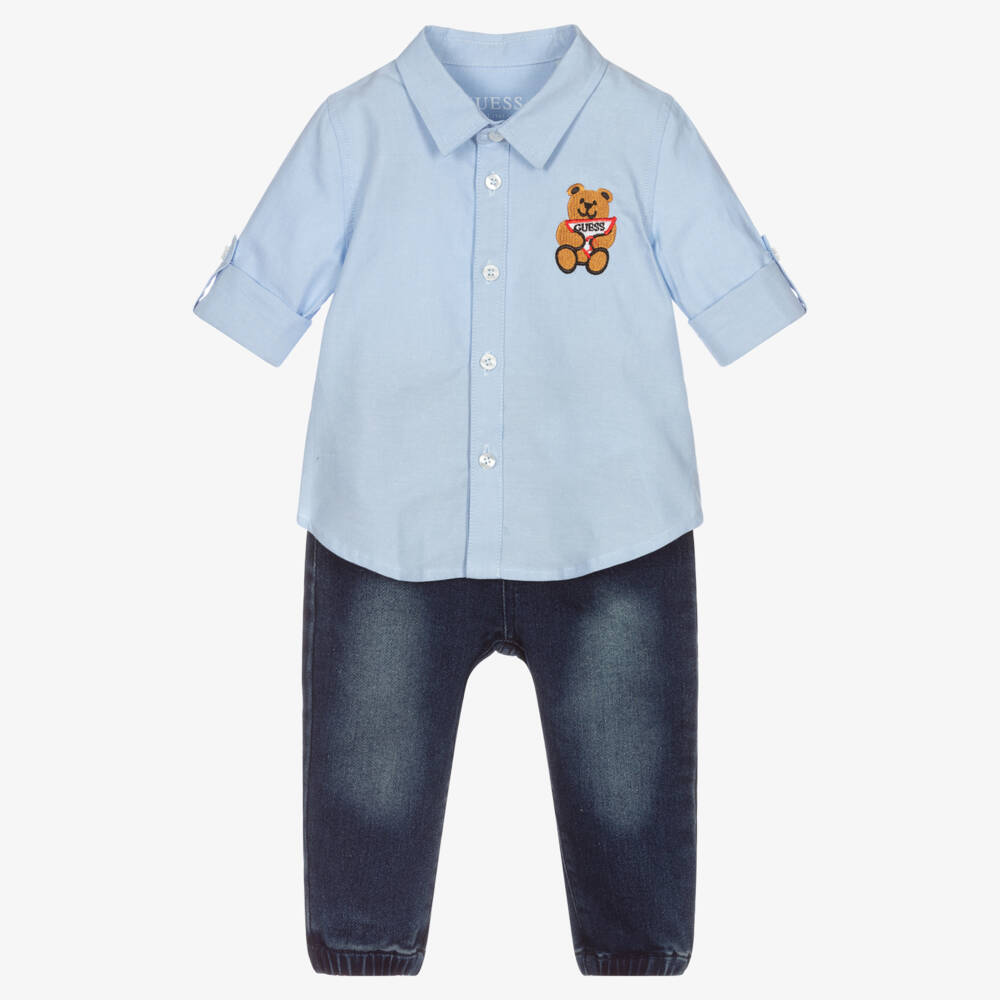 Guess-Baby Boys Blue Trouser Set | Childrensalon Outlet