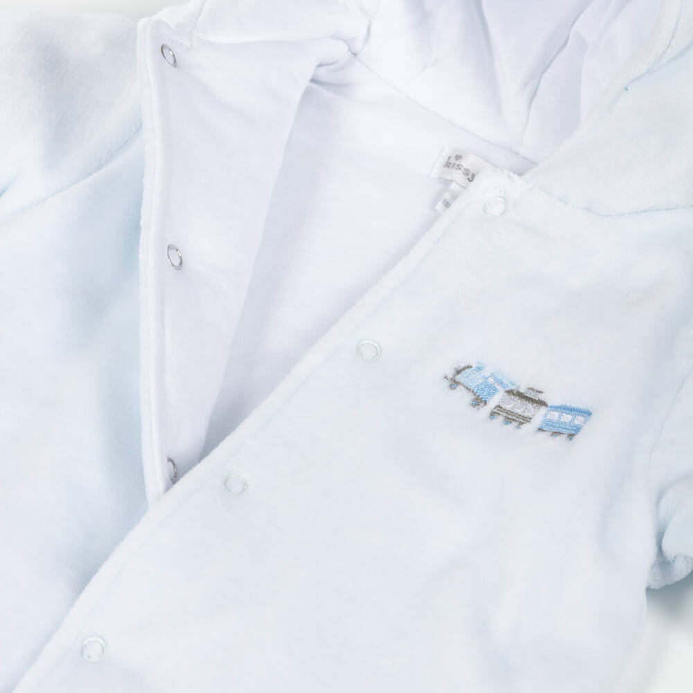 Kissy Kissy-Baby Boys Blue Velour Roundabout Railroad Pramsuit | Childrensalon Outlet