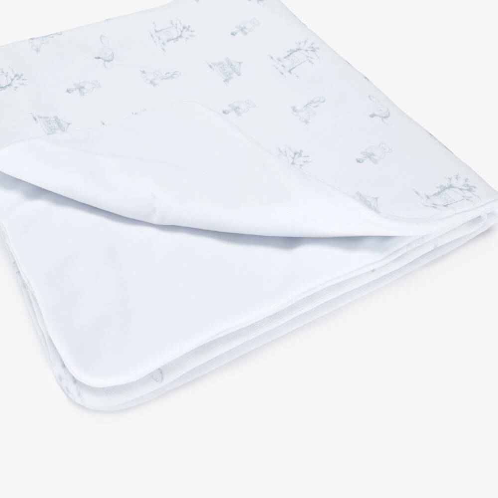 Patachou-Baby Boys Blue Velour Teddy Bear Padded Blanket (70cm) | Childrensalon Outlet