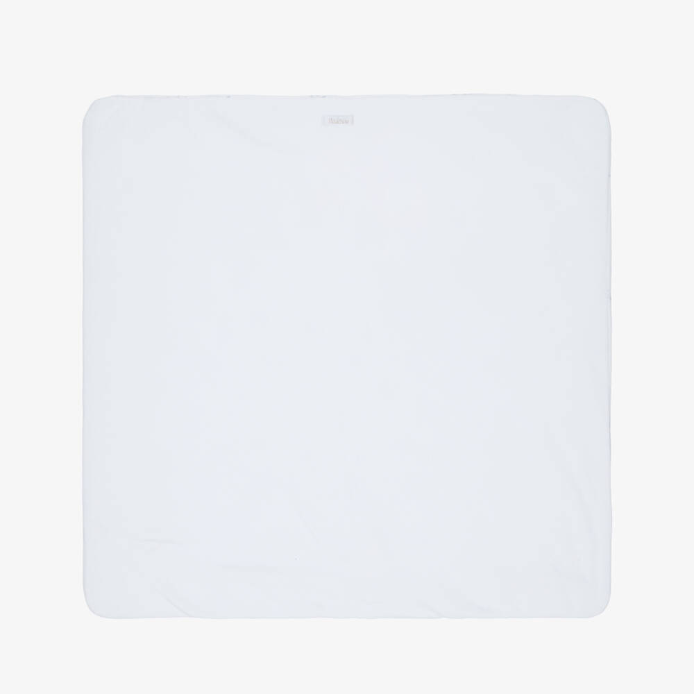 Patachou-Baby Boys Blue Velour Teddy Bear Padded Blanket (70cm) | Childrensalon Outlet