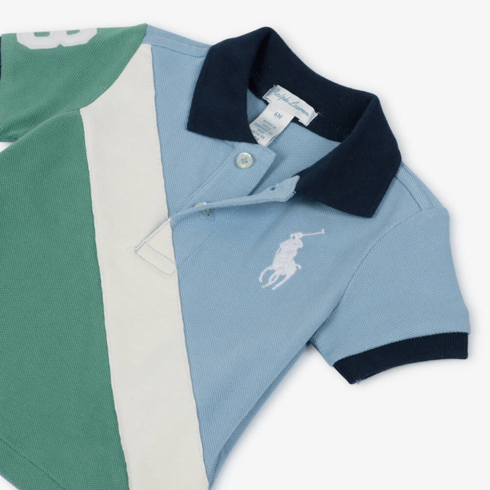 Ralph Lauren-Baby Boys Blue & White Cotton Polo Shirt & Shorts Set | Childrensalon Outlet